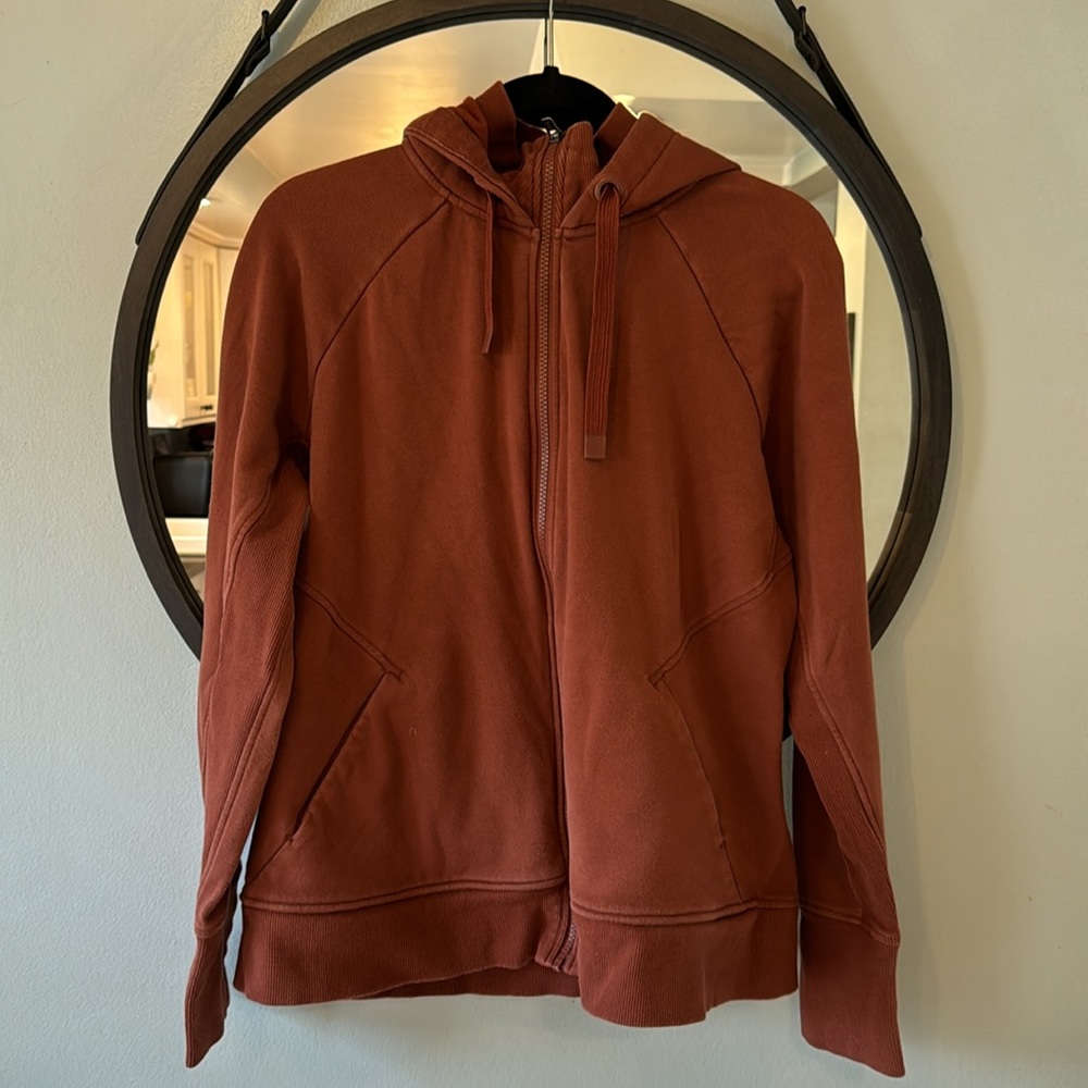 Athleta Rust Zip-up Hooded Sweatshirt
